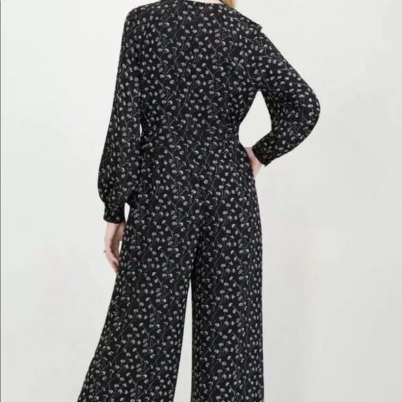 🔥MAISON JULES🔥WIDE-LEG JUMPSUIT BLACK W/PRINTED DANDELIONS SIZE 0 NWT - Picture 2 of 3